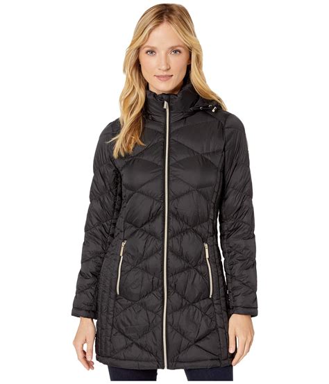 michael kors soft shell lightweight baseball jacket black|michael kors packable puffer jacket.